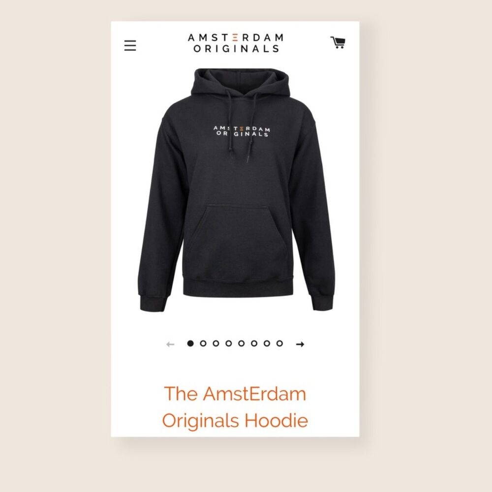 🖤 LARGE AmstErdam ORIGINALS HOODIE E-ORANGE SOUVENIR SWEATSHIRT NETHERLANDS